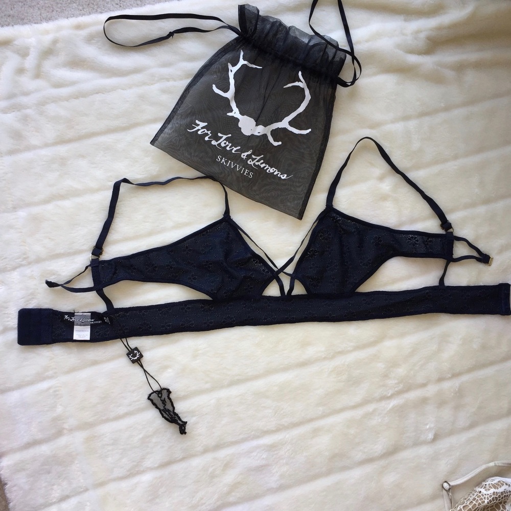 For Love & Lemons Navy Skivvies Bralette XS